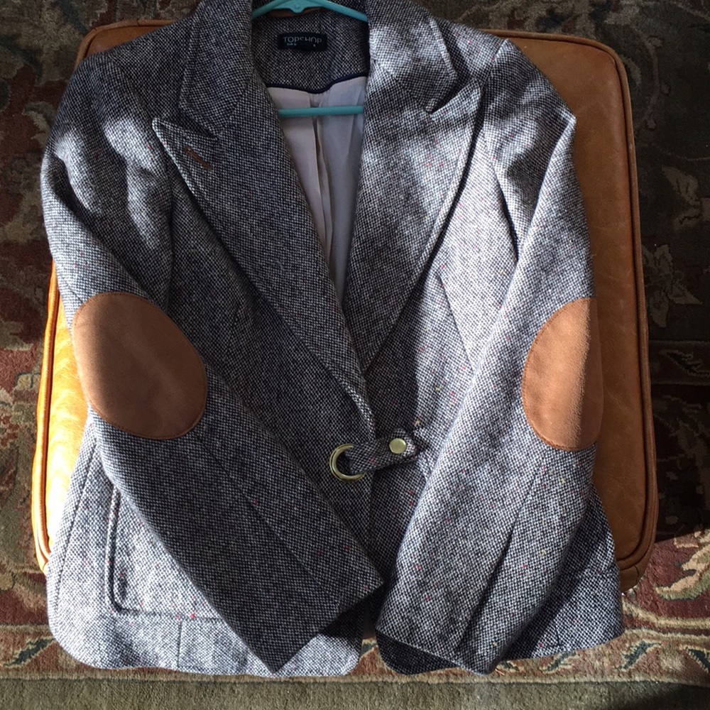 TOPSHOP Wool Blazer with Elbow Patches